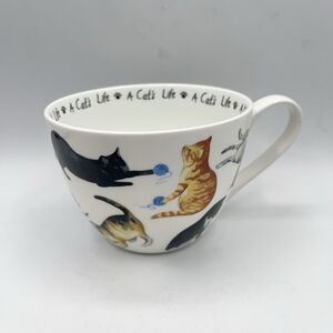 Portobello By Design Cat's Life Mug Script & Cat Inside Large Tea Cup